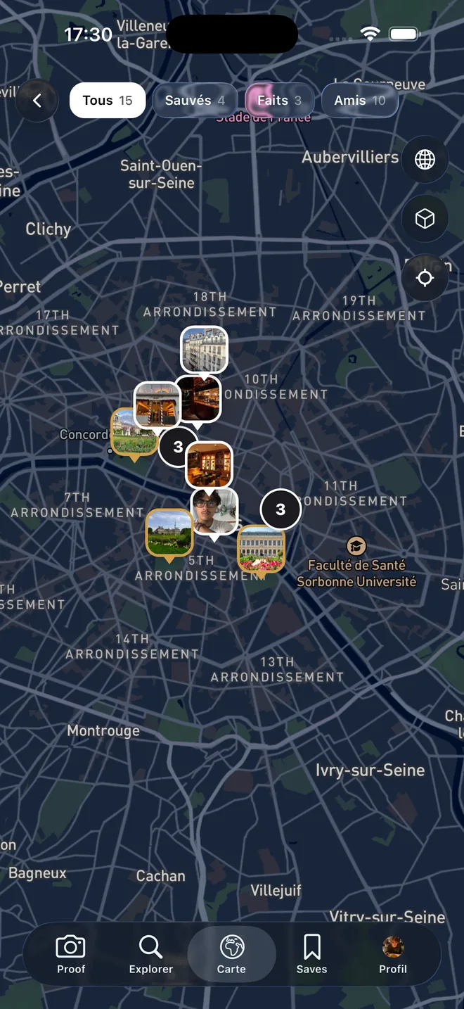 La carte de Paris dans Proof, couverte de pins photos