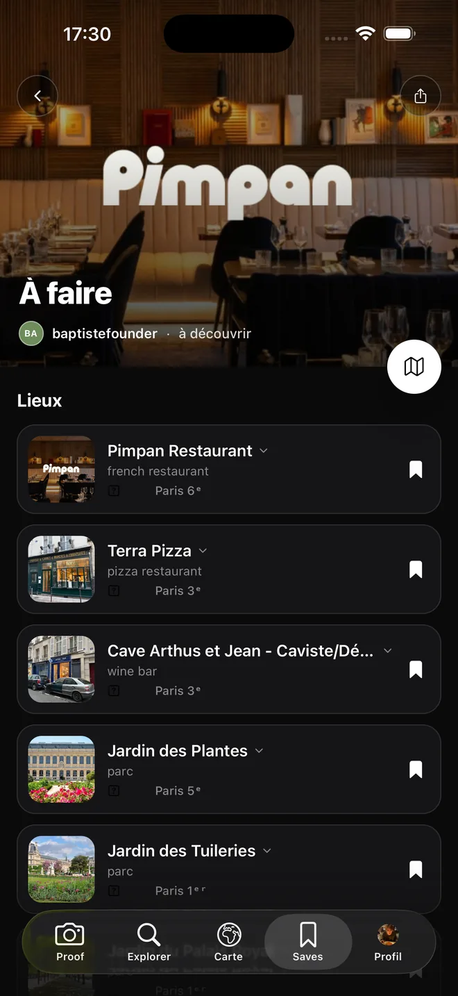 Une liste À faire dans Proof, restaurants et jardins à Paris