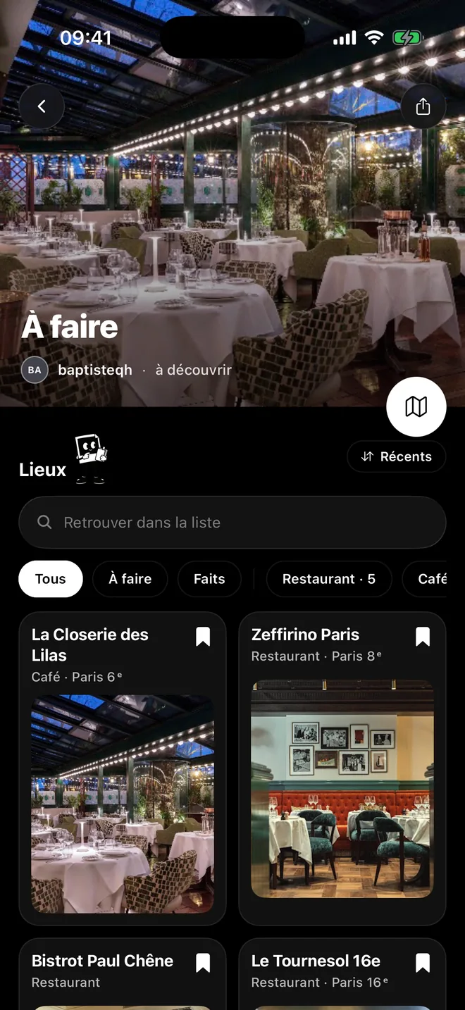 Une liste À faire dans Proof, restaurants et cafés à Paris